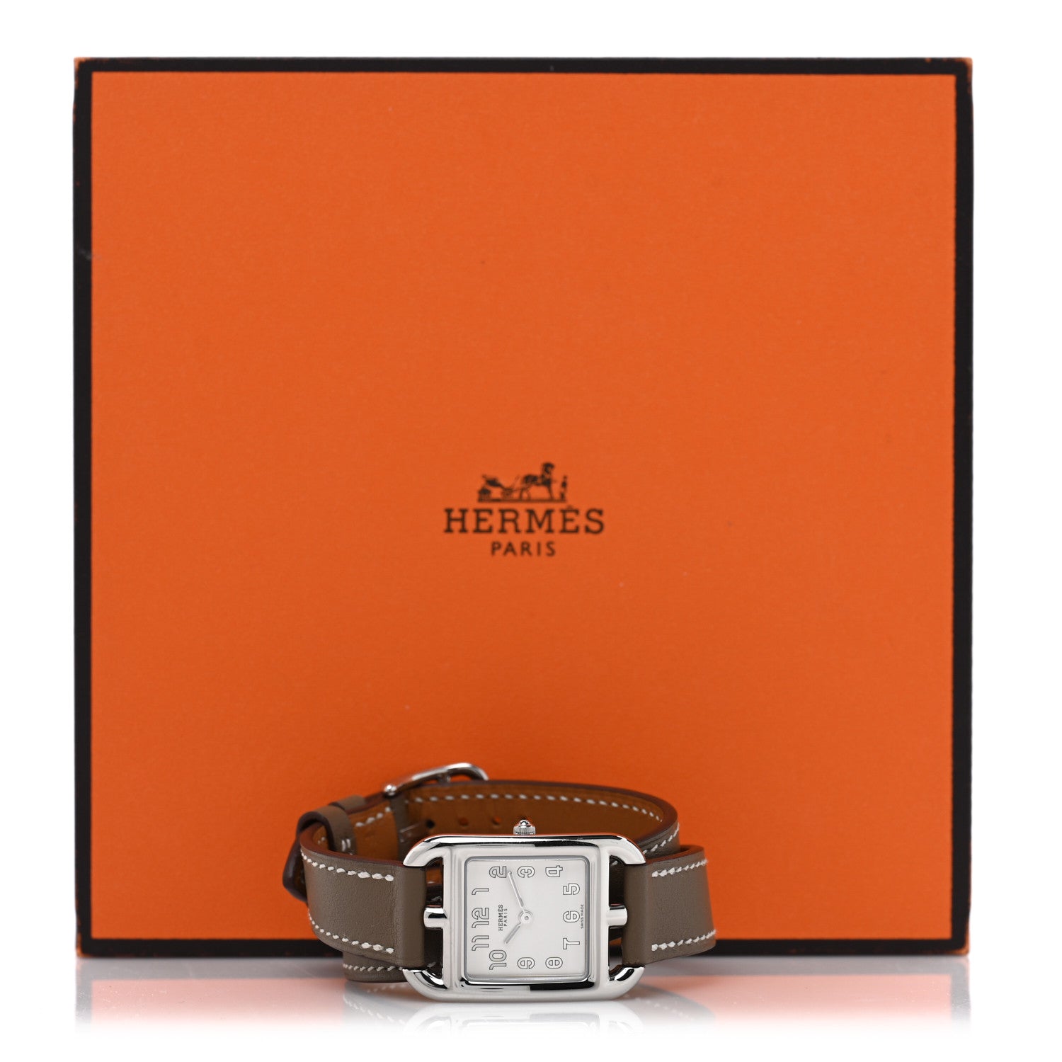 Hermes Stainless Steel Swift 23mm Cape Cod Double Tour Quartz Watch Etoupe 5 of 5