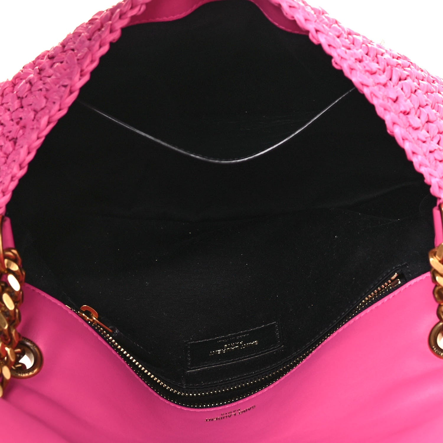 Saint Laurent Raffia Calfskin Monogram Medium Niki Chain Satchel Bright Pink 5 of 14