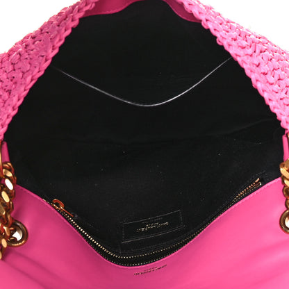 Saint Laurent Raffia Calfskin Monogram Medium Niki Chain Satchel Bright Pink 5 of 14