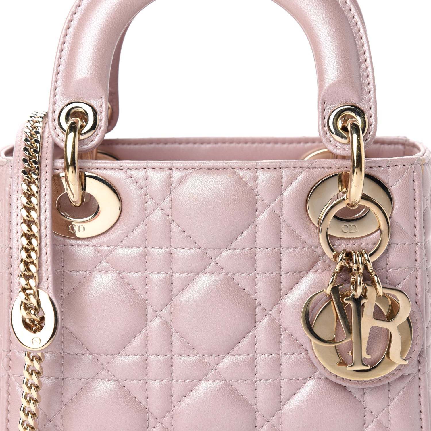 Christian Dior Metallic Lambskin Cannage Mini Lady Dior Lotus 11 of 11