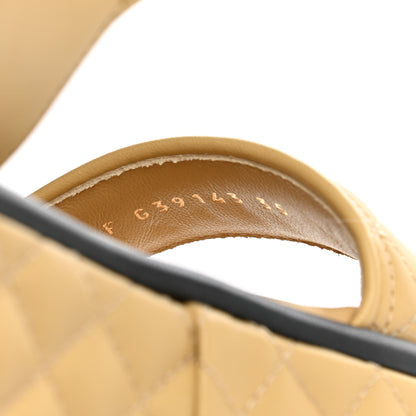 Chanel Lambskin Quilted Platform Sandals 35 Beige Black 8 of 8
