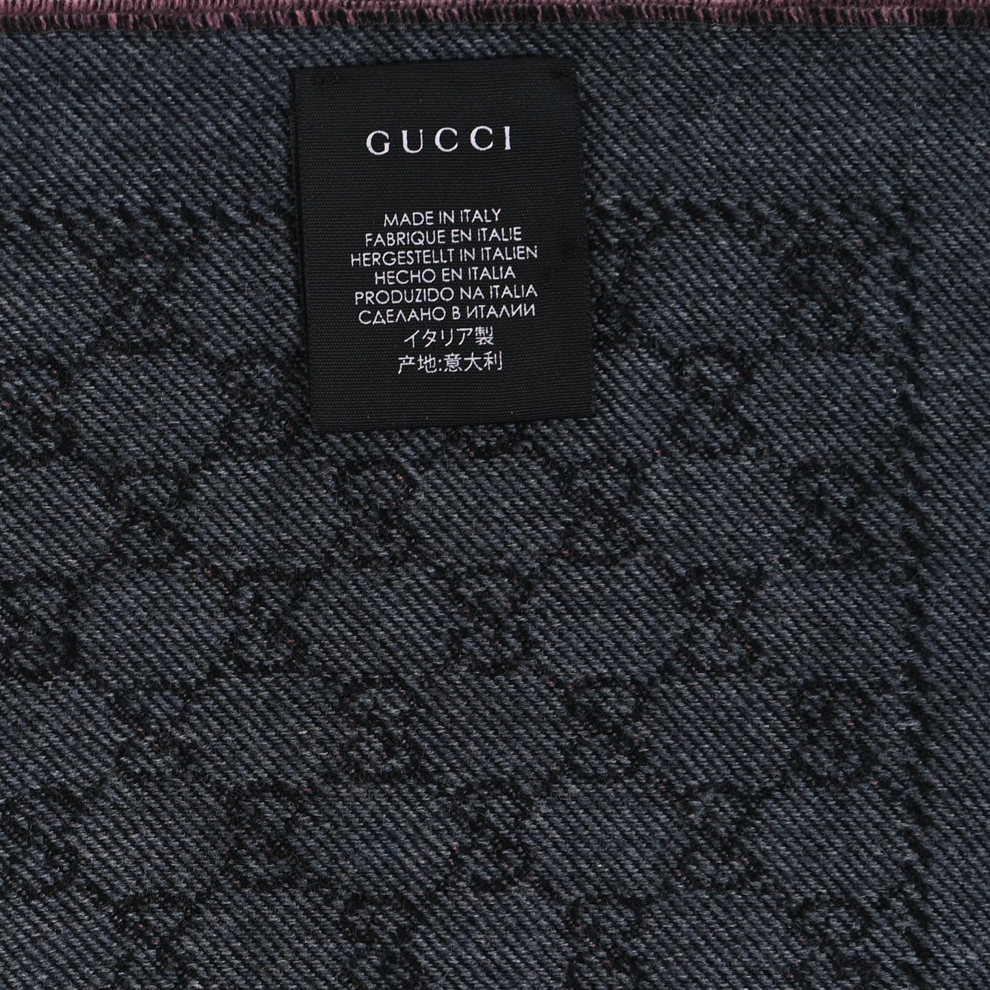Wool GG Monogram Lonarin Fringe Scarf Anthracite Pink