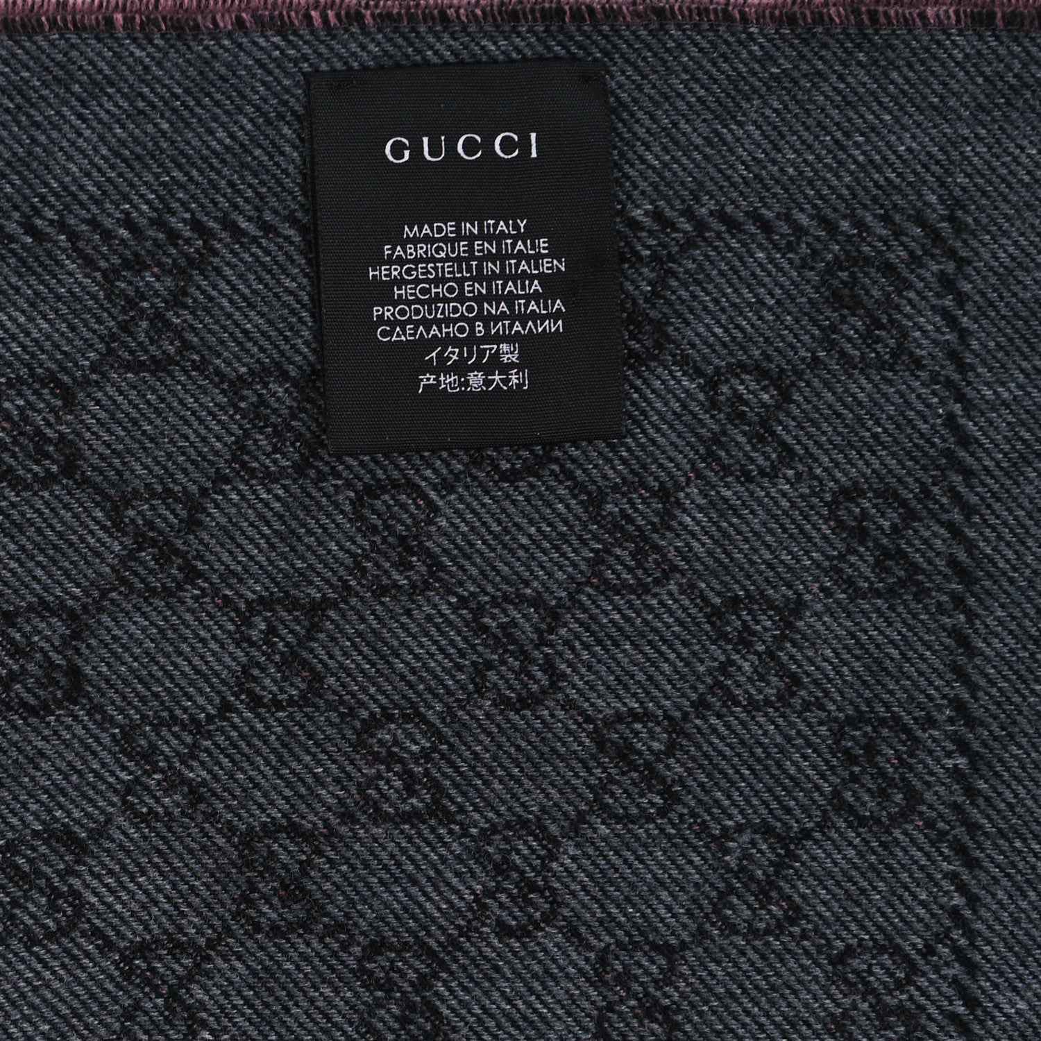 Gucci Wool GG Monogram Lonarin Fringe Scarf Anthracite Pink 4 of 4
