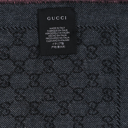 Gucci Wool GG Monogram Lonarin Fringe Scarf Anthracite Pink 4 of 4