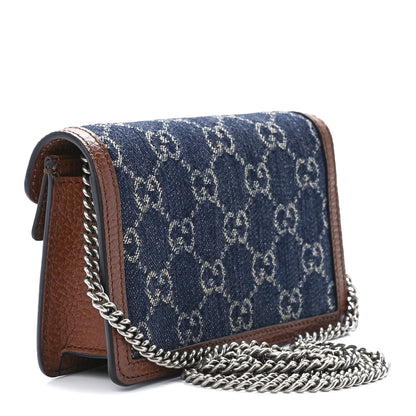 Gucci New Denim GG Monogram Dollar Calfskin Enamel Super Mini Dionysus Shoulder Bag Blue Tea Cuir Epilog Electric Blue 3 of 10