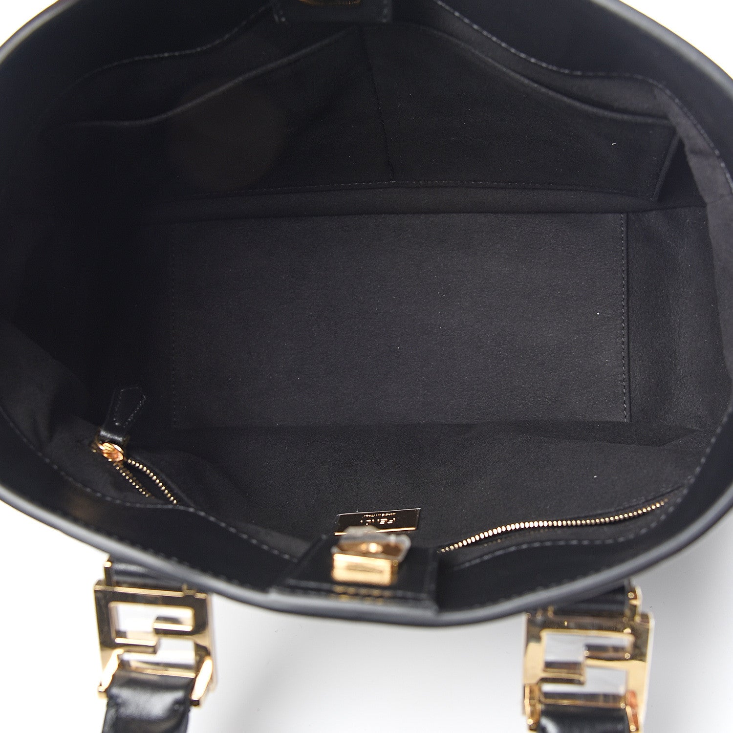 Fendi Vitello Glacier Small FF Tote Black 4 of 9