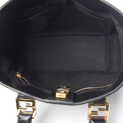 Fendi Vitello Glacier Small FF Tote Black 4 of 9