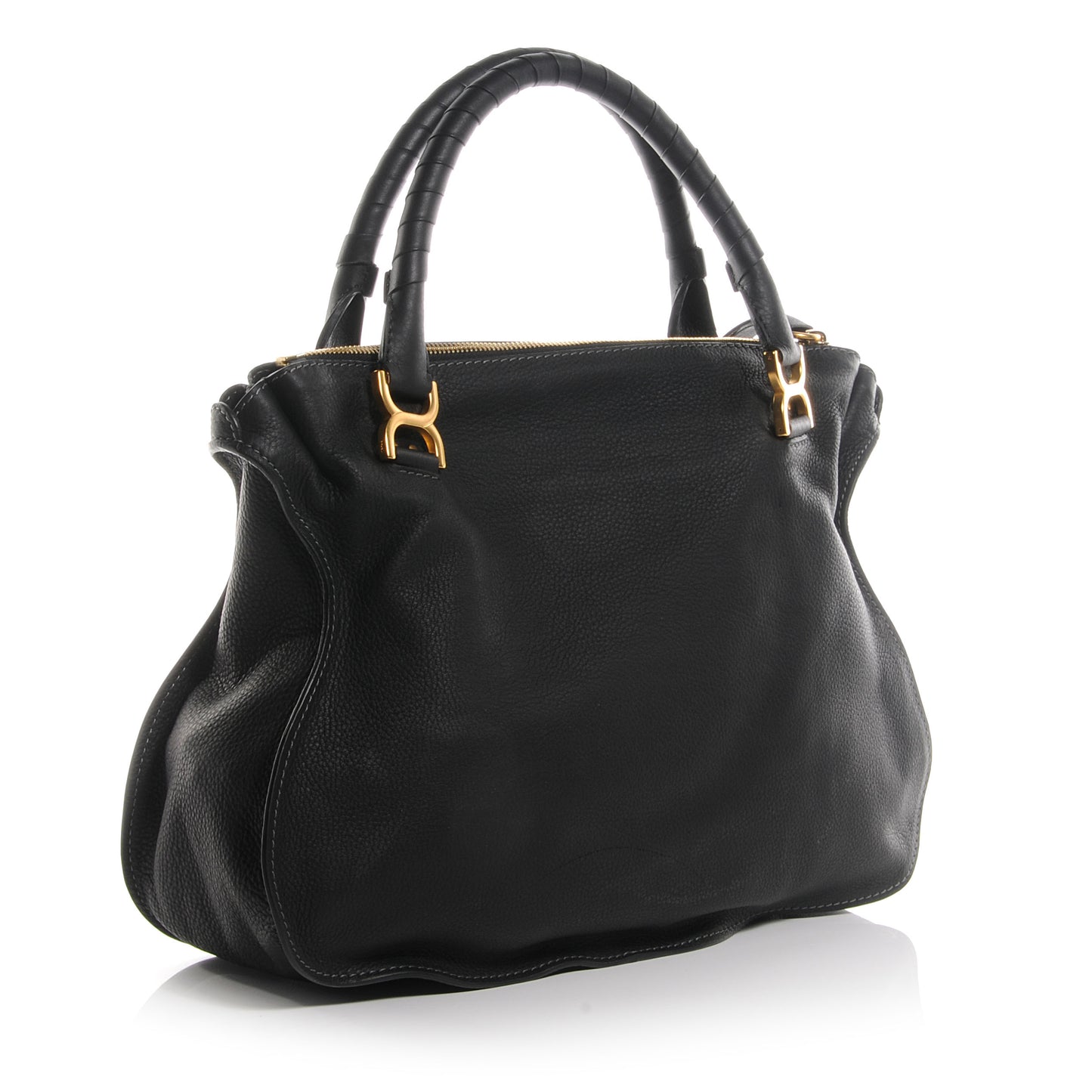 Calfskin Large Marcie Satchel Black