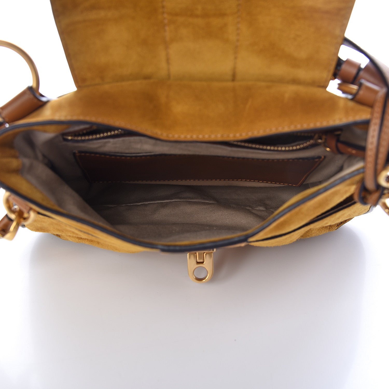 Chloe Suede Small Lexa Shoulder Bag Mustard Brown 5 of 11