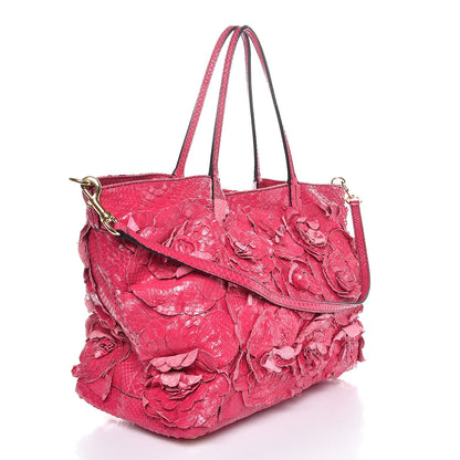 Valentino Garavani Python Primevere Floral Applique Large Tote Bag Pink 3 of 7