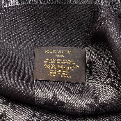 Louis Vuitton Silk Lurex Wool Monogram Shine Shawl Black 5 of 5