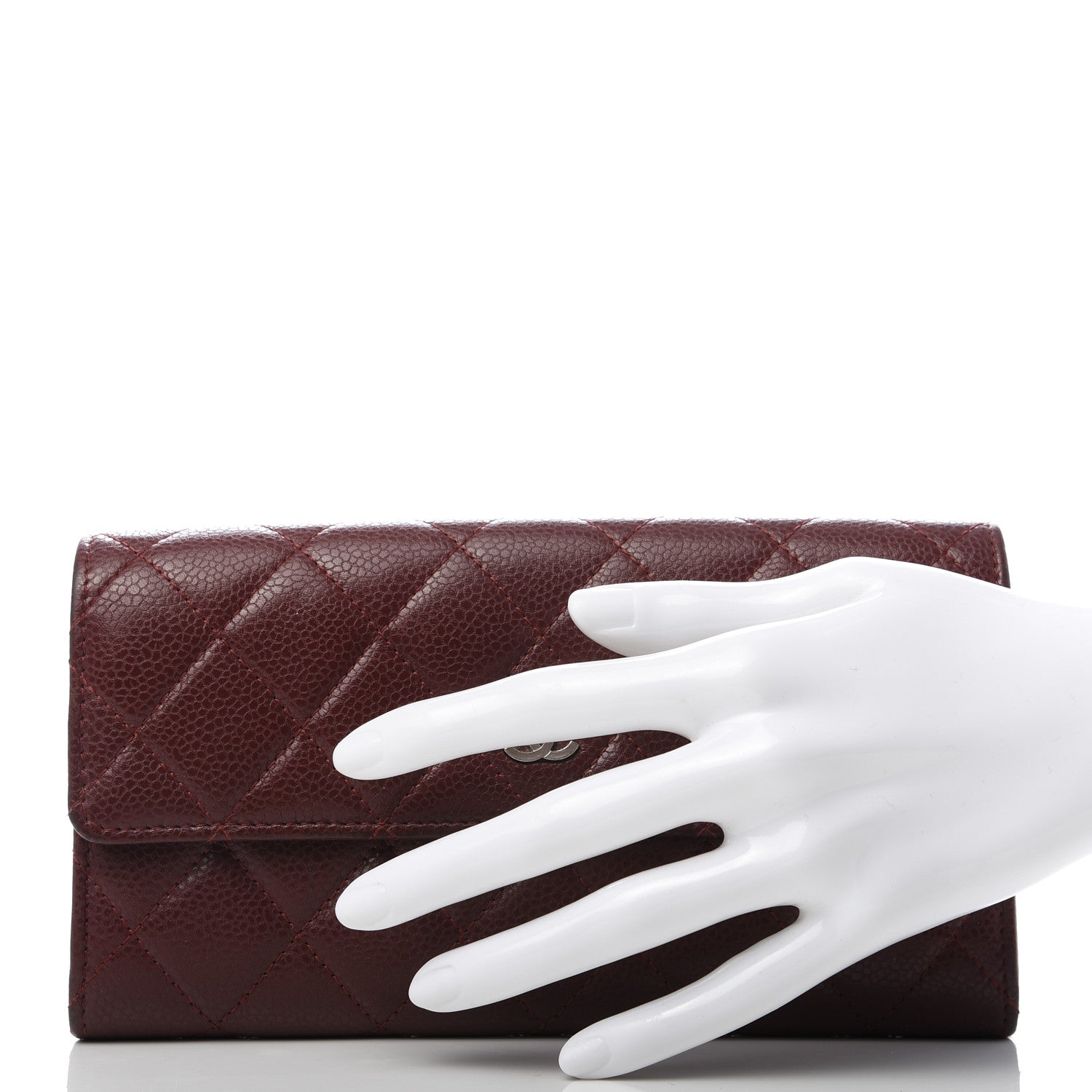 Chanel Caviar Quilted Large Gusset Flap Wallet Dark Red 3 of 20