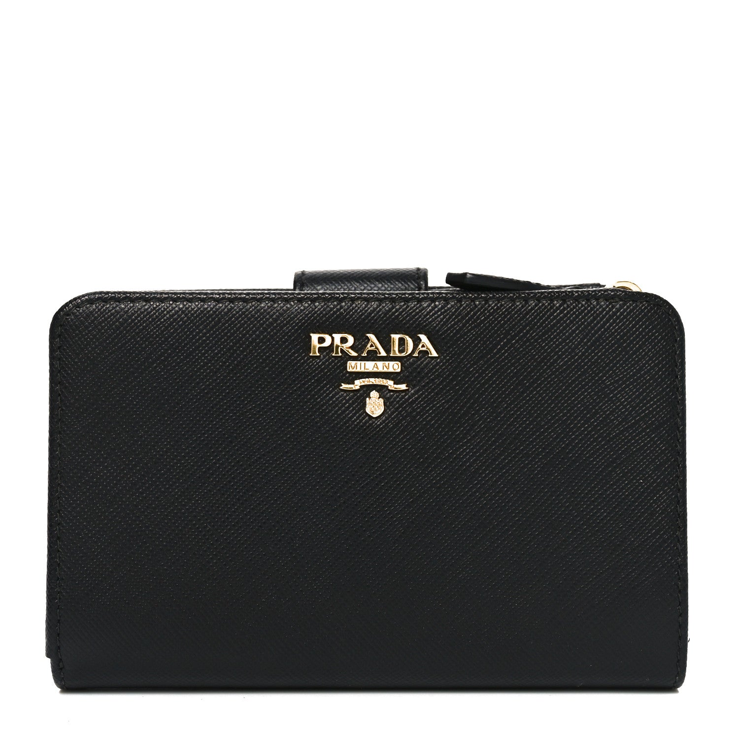 Prada Saffiano Metal Compact Wallet Black 1 of 6