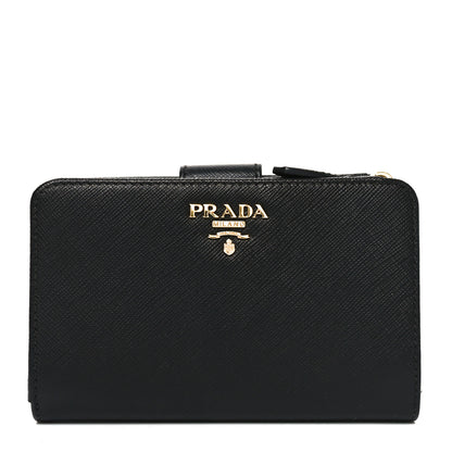 Prada Saffiano Metal Compact Wallet Black 1 of 6