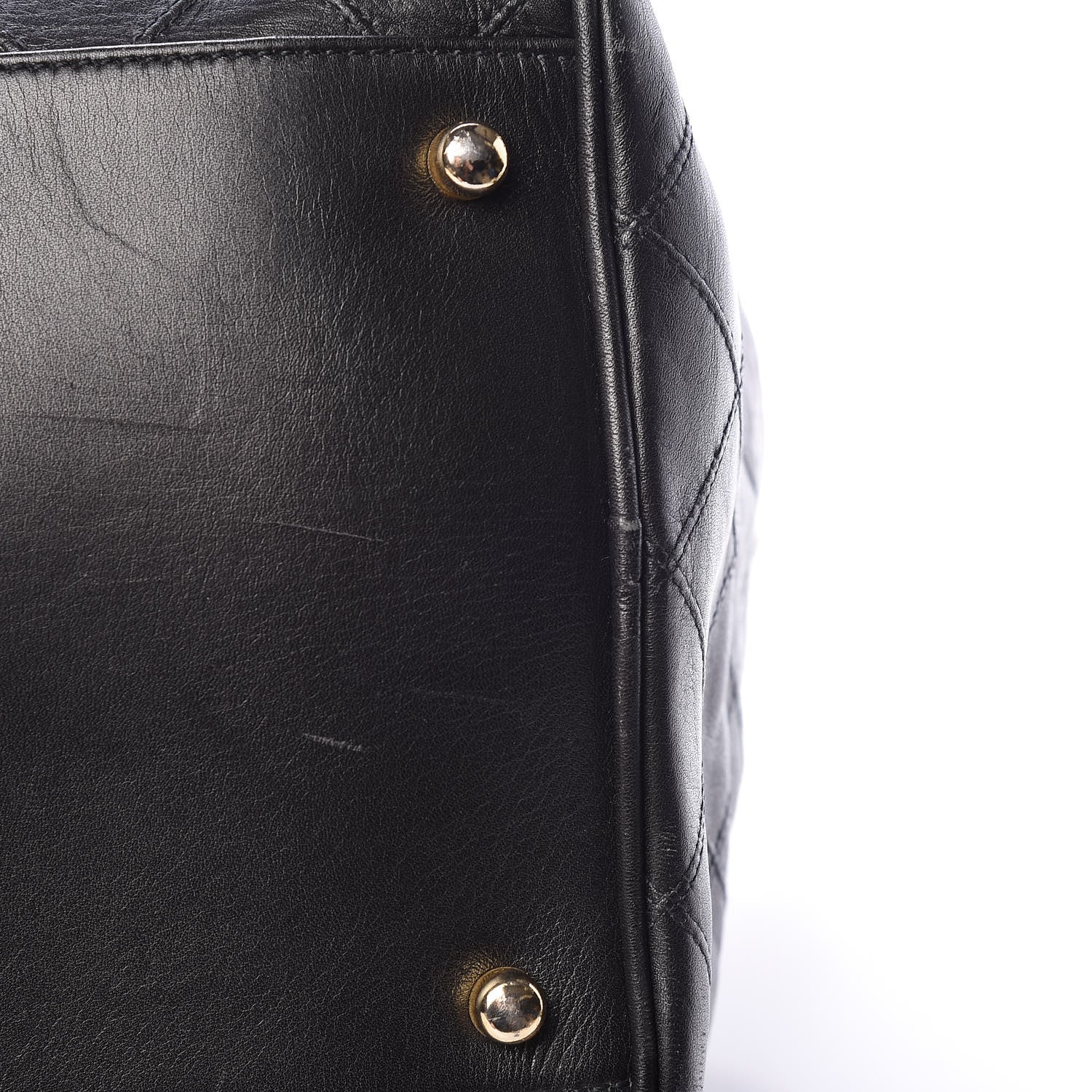Chanel Calfskin Diamond Stitched Duffle Bag Black 17 of 23