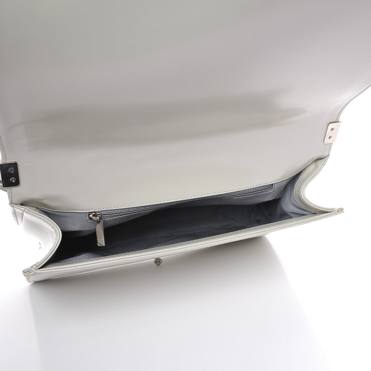 Glazed Calfskin Large Boy Flap White