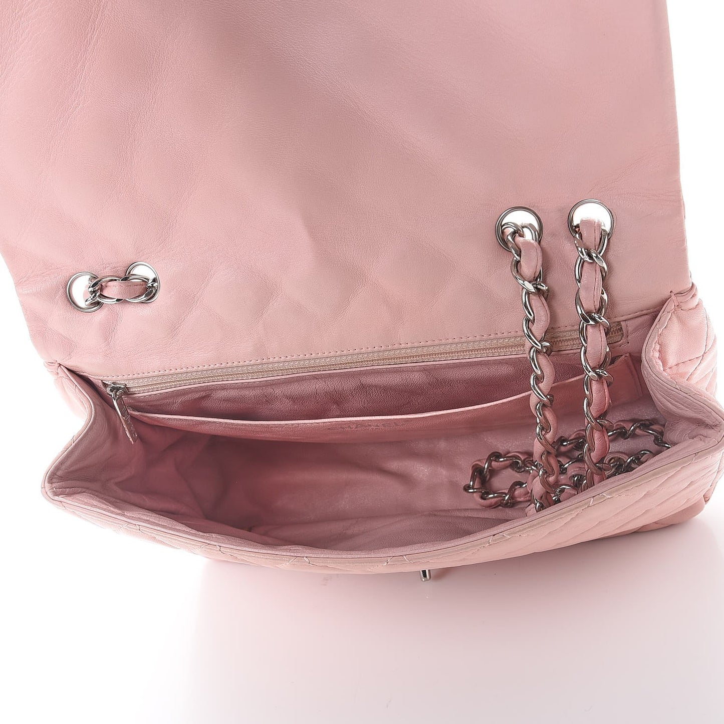 Lambskin Quilted Jumbo Single Flap Light Pink