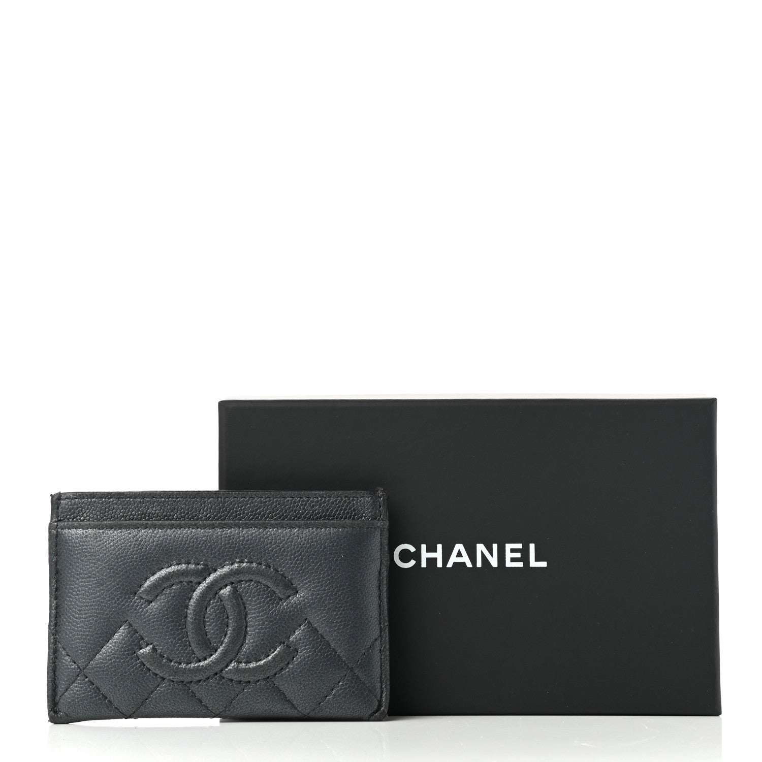 Chanel Metallic Caviar Quilted Maxi CC Card Holder Black 9 of 9