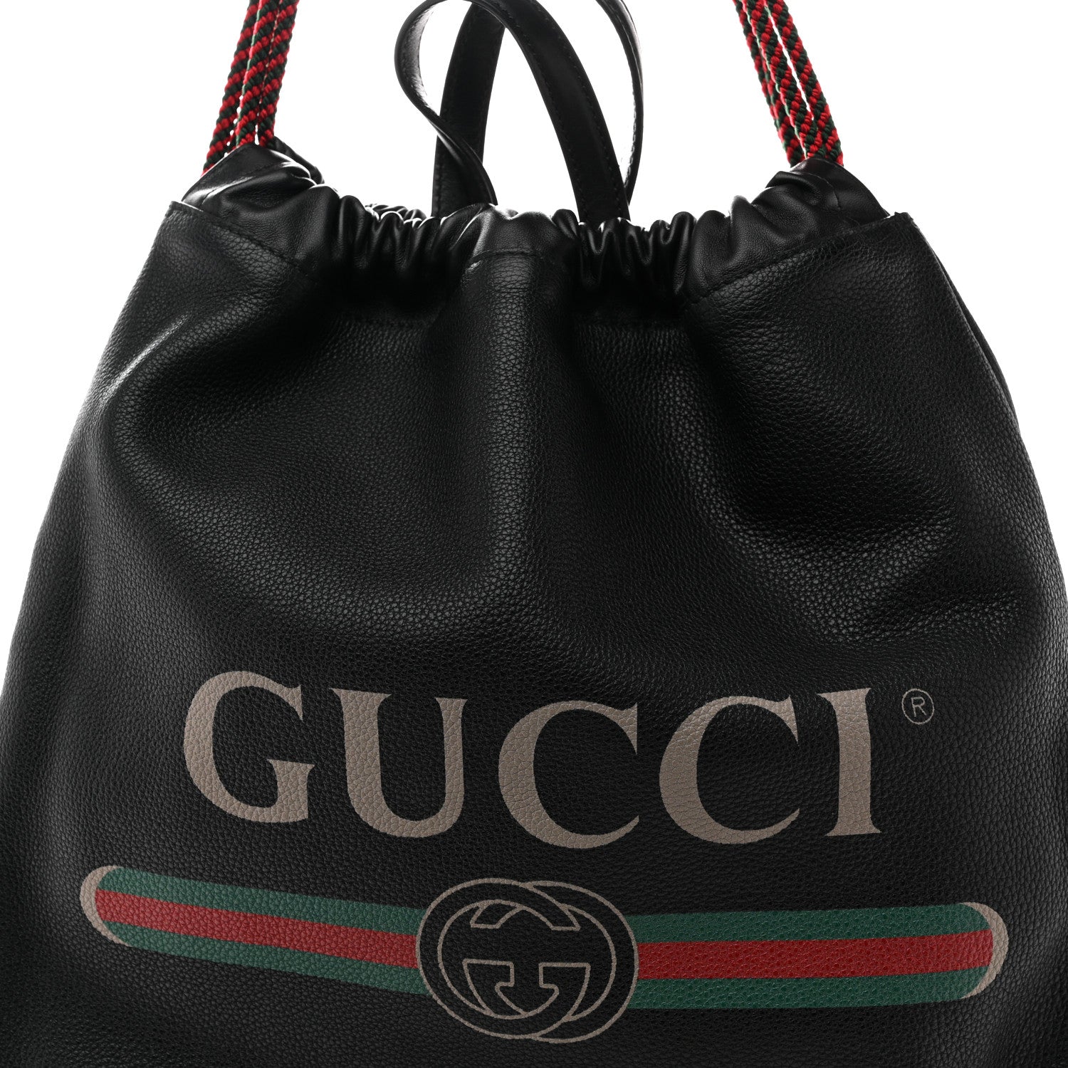 Gucci Calfskin Logo Drawstring Backpack Black 8 of 12