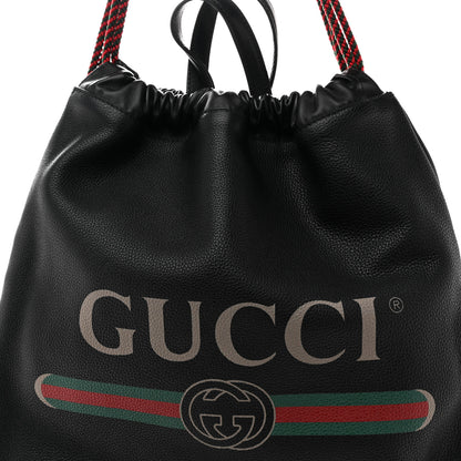 Gucci Calfskin Logo Drawstring Backpack Black 8 of 12