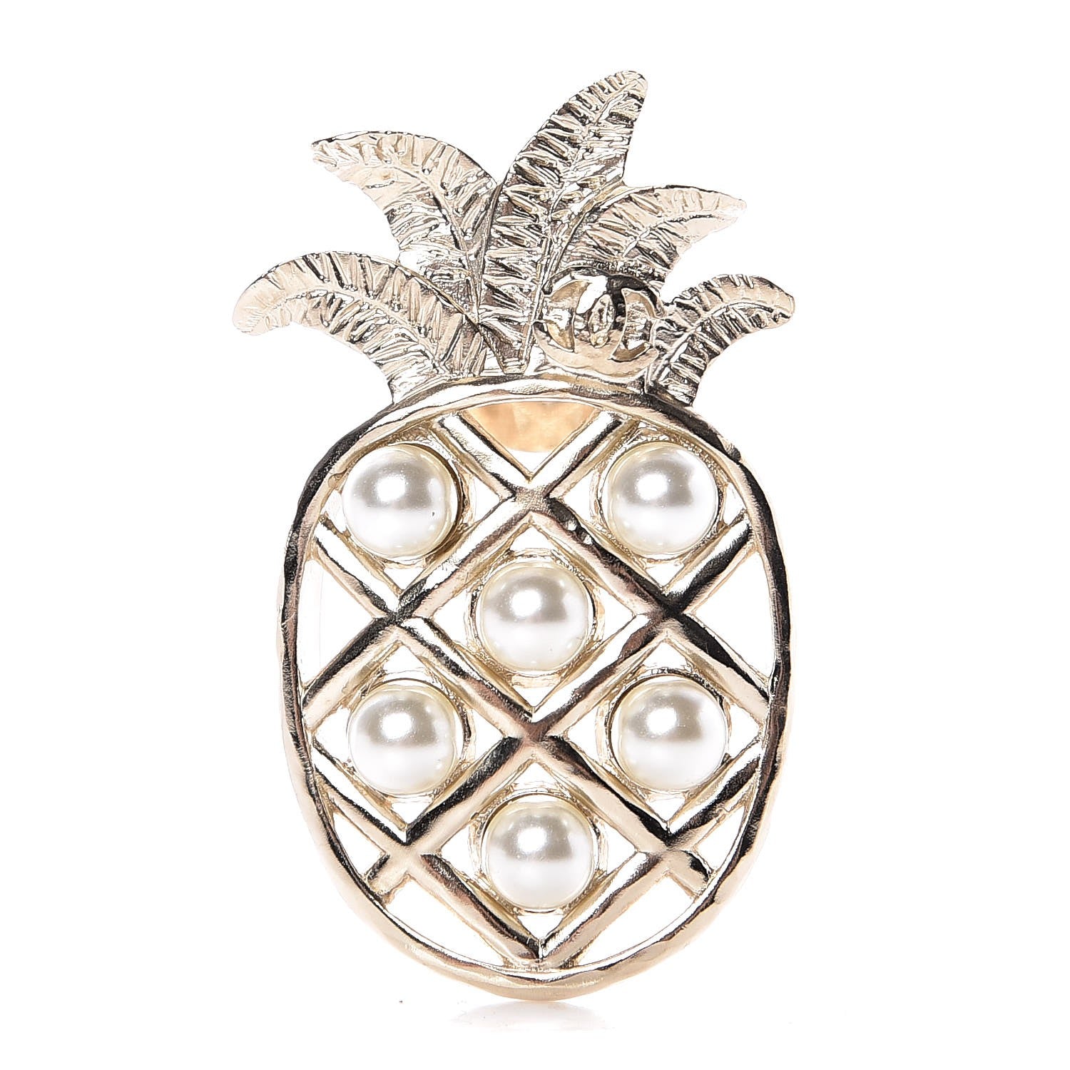 Chanel Pearl Pineapple Brooch Gold 1 of 5