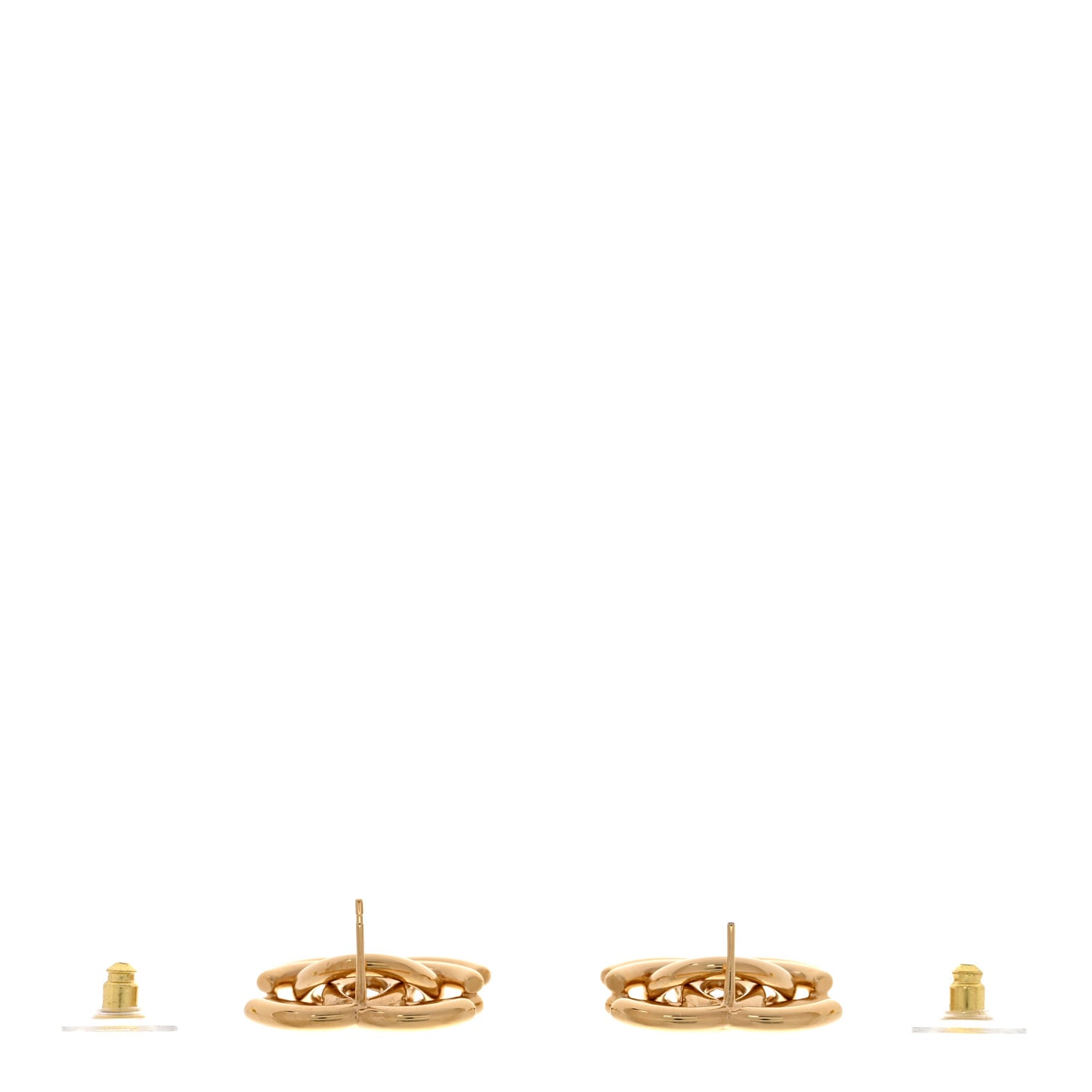 Metal Double CC Interlock Earrings Gold