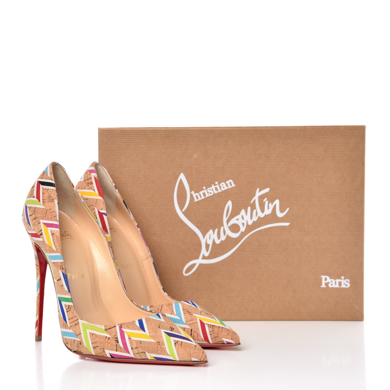 Christian Louboutin Cork Chevron Print So Kate 120 Pumps 38 Multicolor 8 of 8