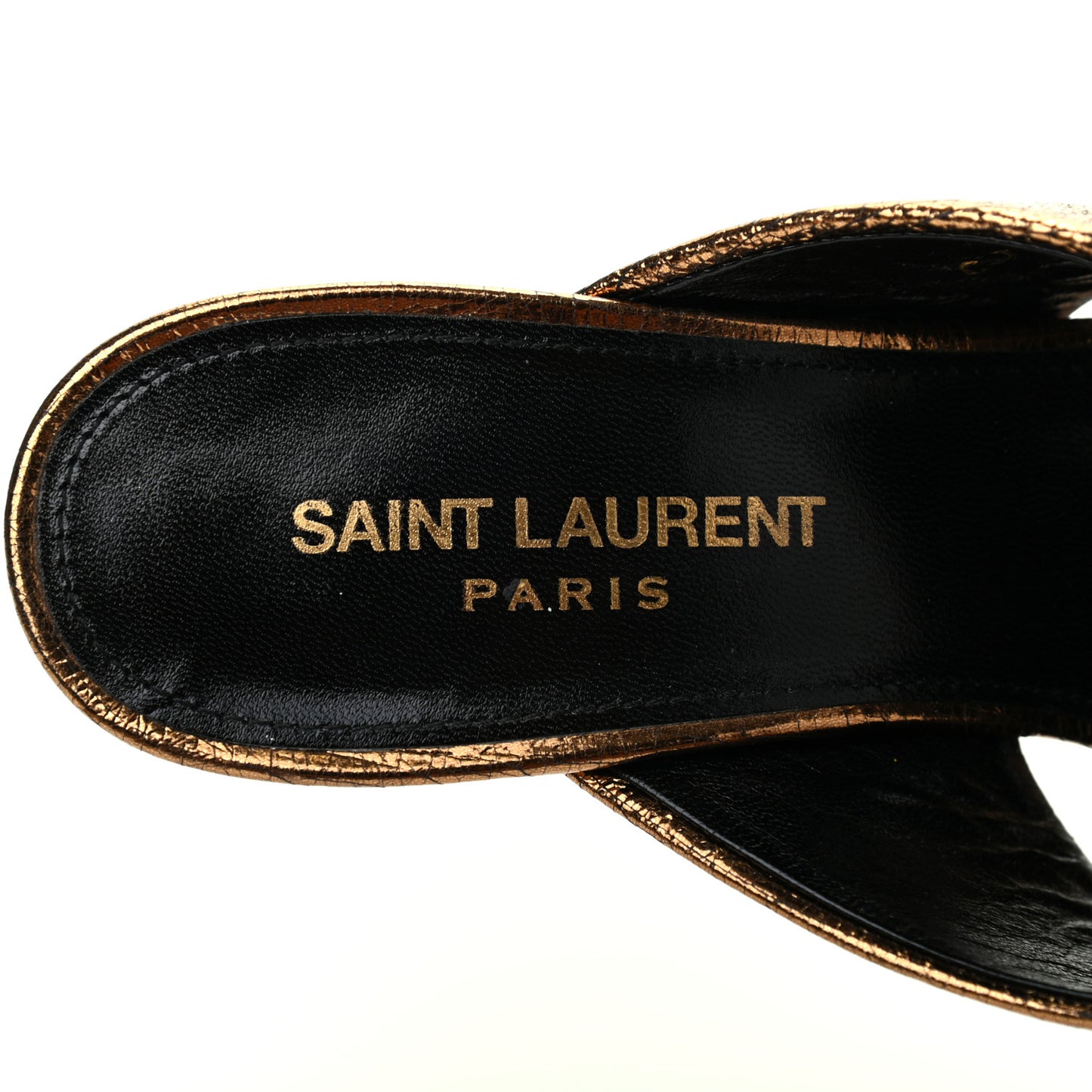 Metallic Calfskin Mule Sandals 37 Chestnut