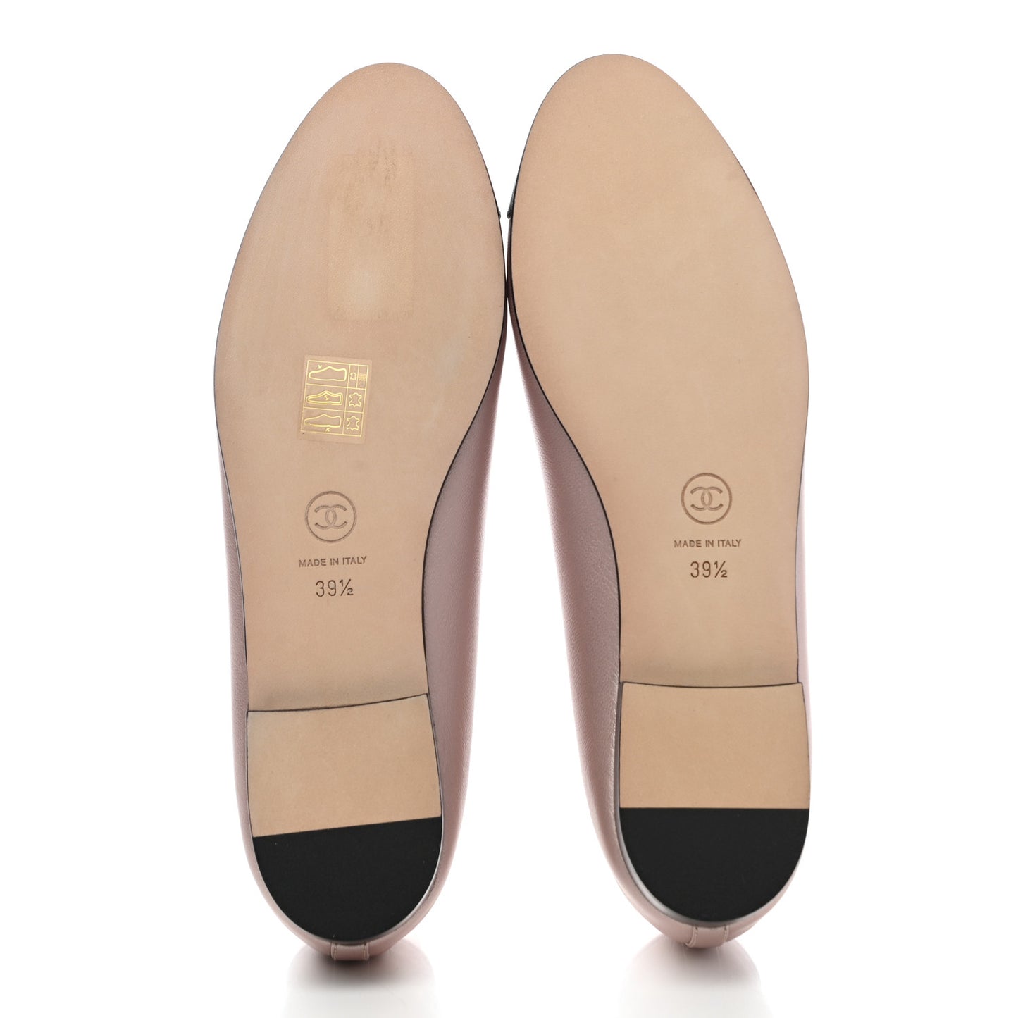 Lambskin Grosgrain Cap Toe CC Ballerina Flats 39.5 Pink Black