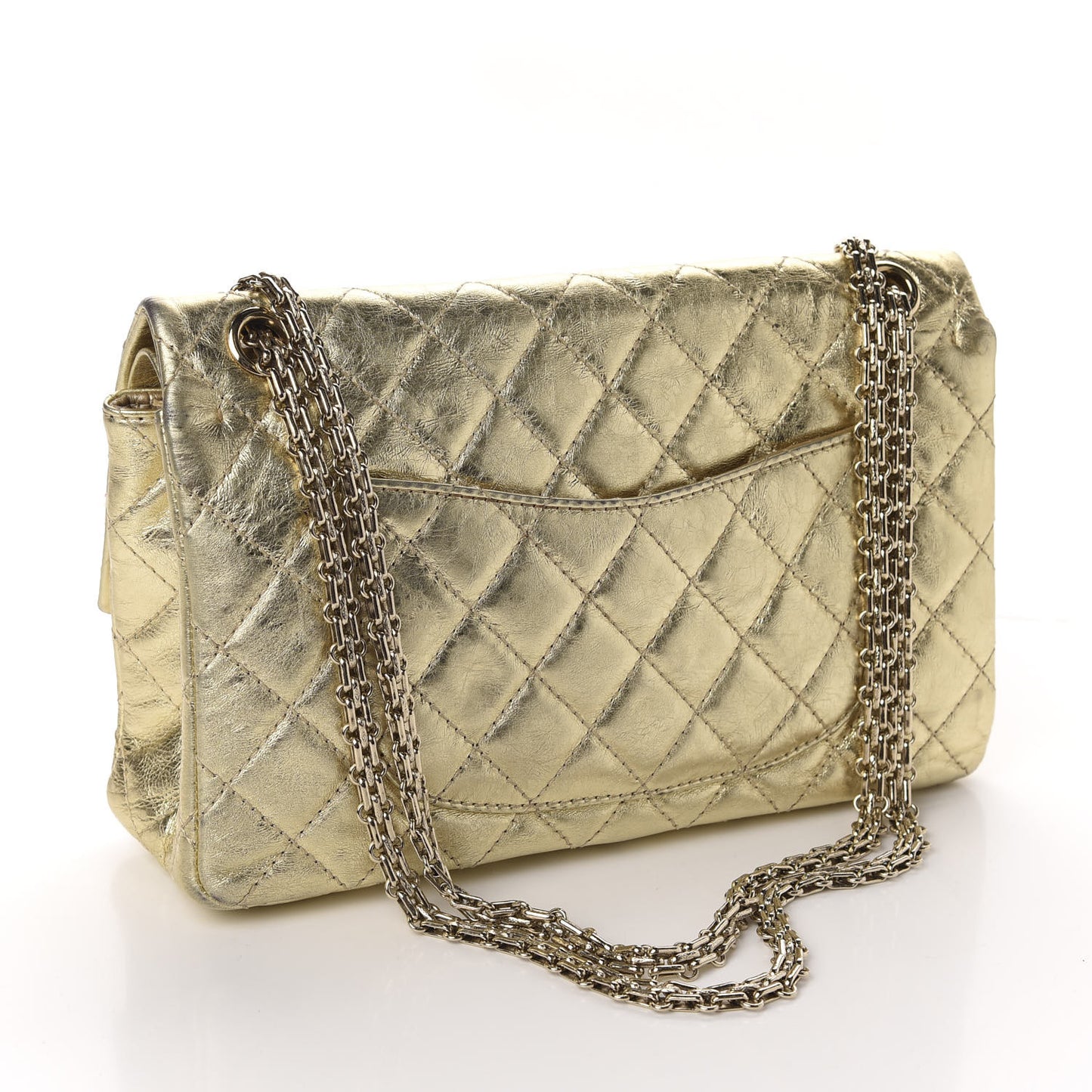 Metallic Aged Calfskin Quilted 2.55 Reissue 225 Flap Gold