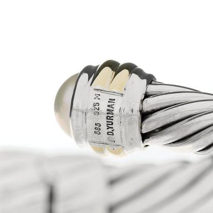 David Yurman Sterling Silver 14K Yellow Gold Pearl 10mm Cable Classics Hinged Bracelet 3 of 3