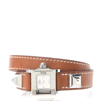 Hermes Stainless Steel Barenia 23mm Medor Double Tour Quartz Watch Fauve 2 of 5