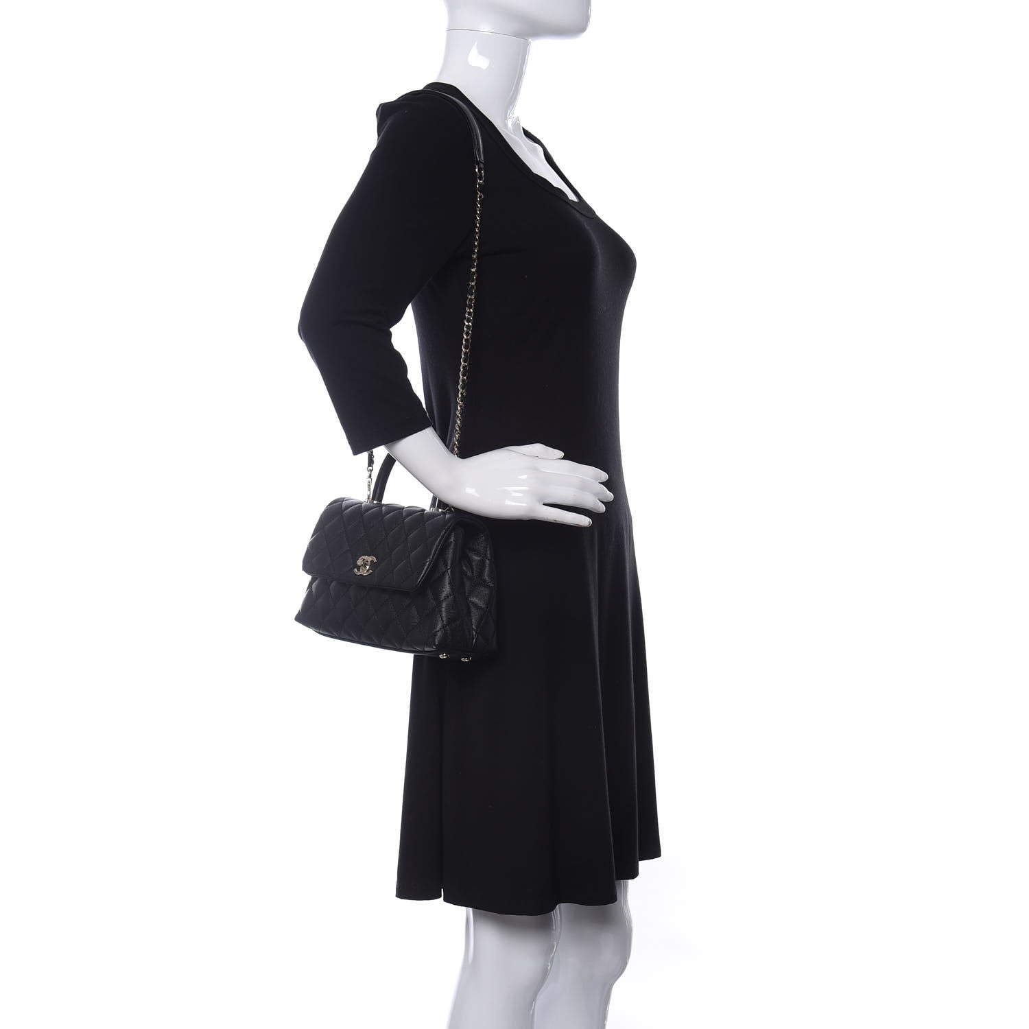 Chanel Caviar Lizard Embossed Quilted Mini Coco Handle Flap Black 2 of 11
