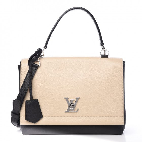 Soft Calfskin Lockme II Top Handle Vanille Black