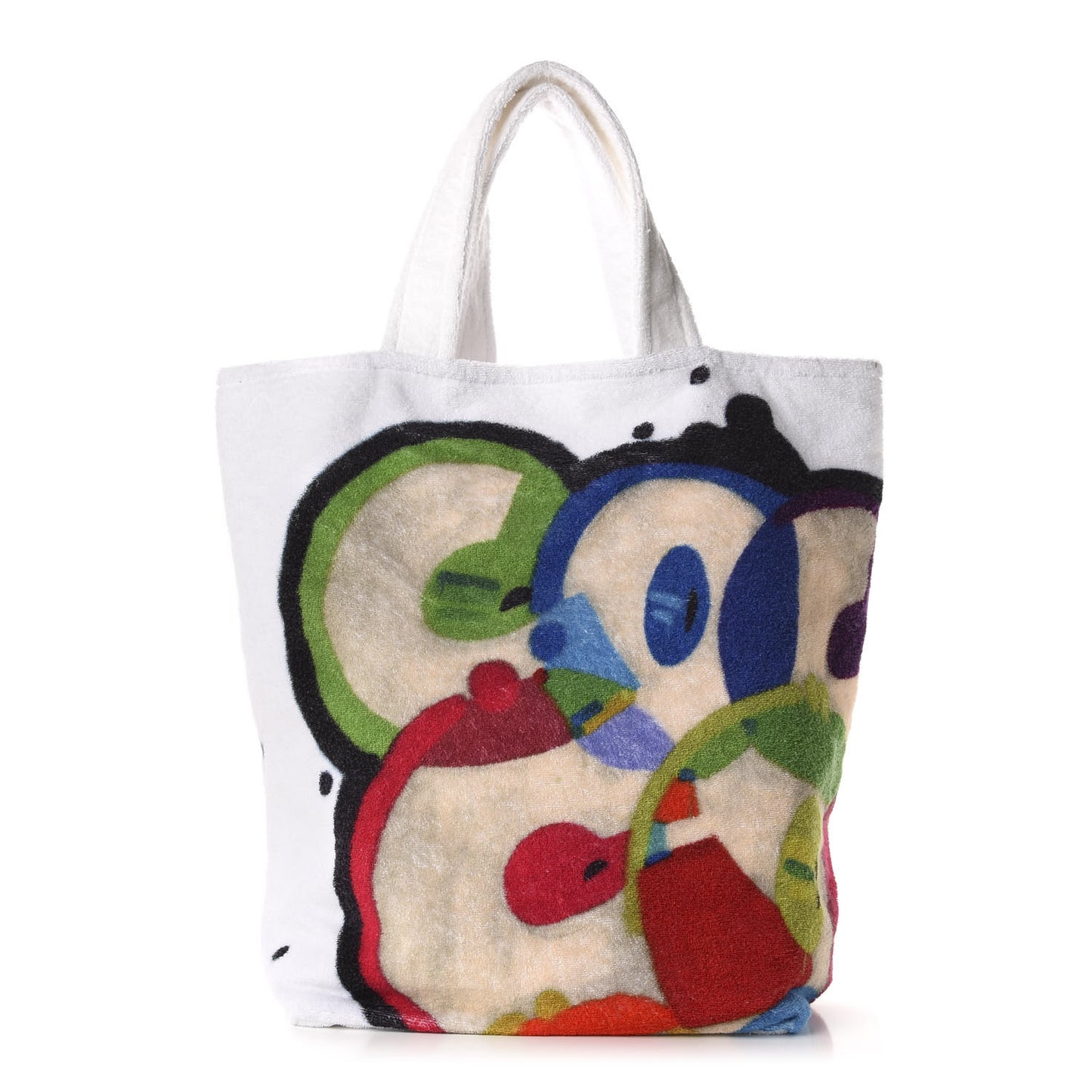 Terry Cotton Beach Tote Towel Set White Multicolor
