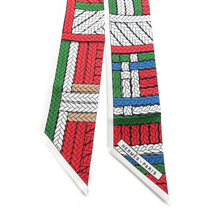 Hermes Silk Tresses H Twilly Rouge White Vert 2 of 3