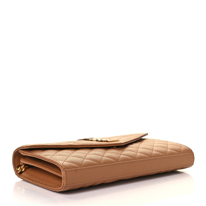 Saint Laurent Grain De Poudre Mixed Matelasse Triquilt Monogram Chain Wallet Dune 3 of 8