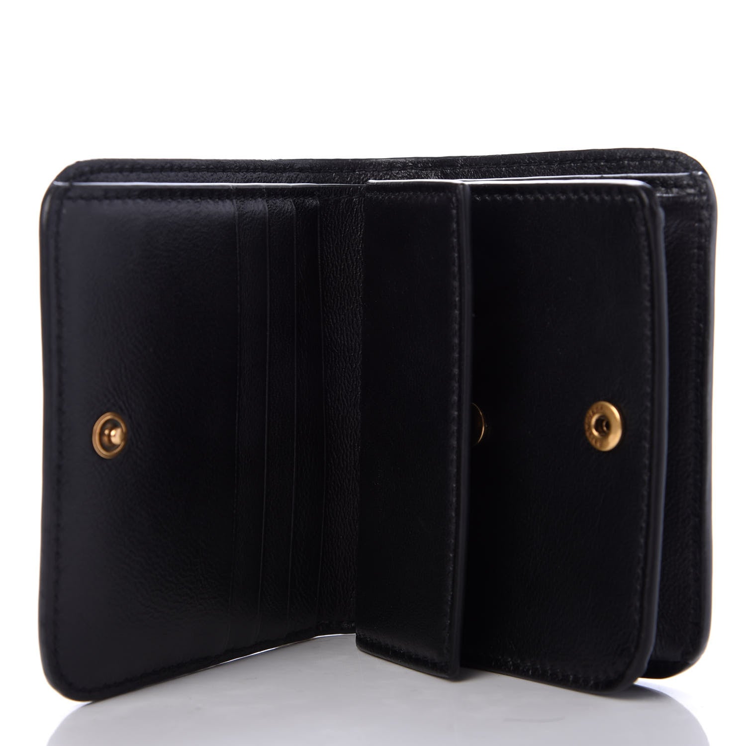 Balenciaga Grained Calfskin Logo Mini Cash Wallet On Chain Black White 4 of 8