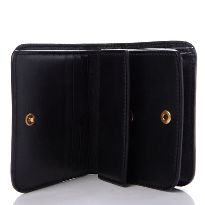 Balenciaga Grained Calfskin Logo Mini Cash Wallet On Chain Black White 4 of 8