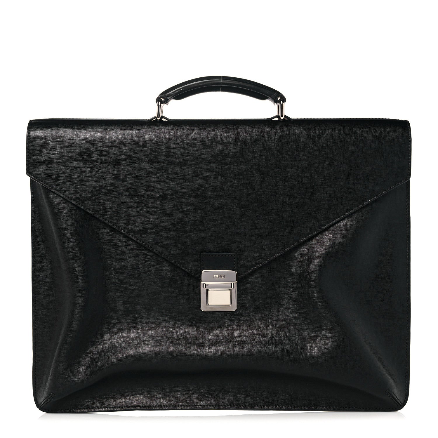 Fendi Vitello Elite Flamingo Slim Business Bag Black 1 of 11