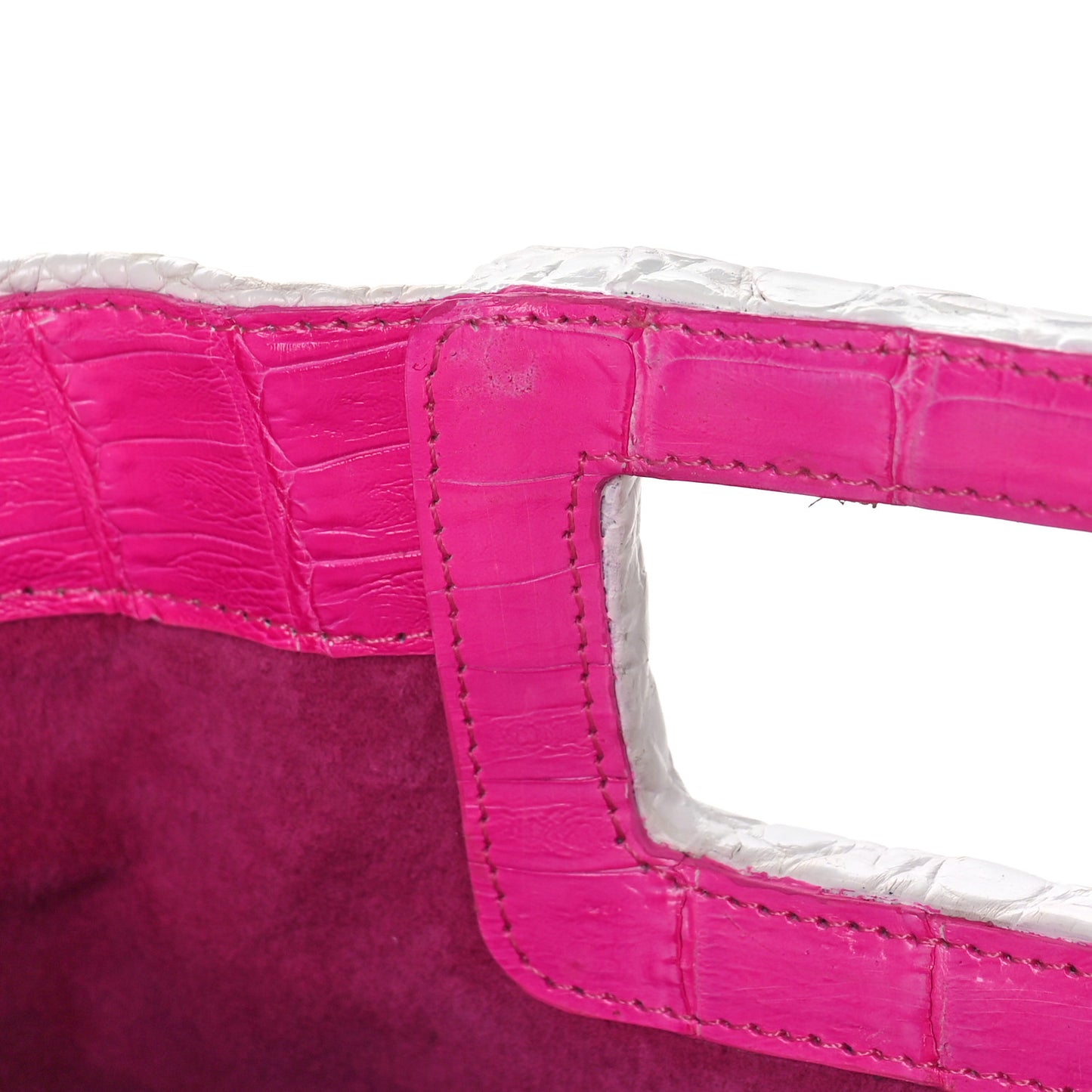 Crocodile Handbag Pink Orange White