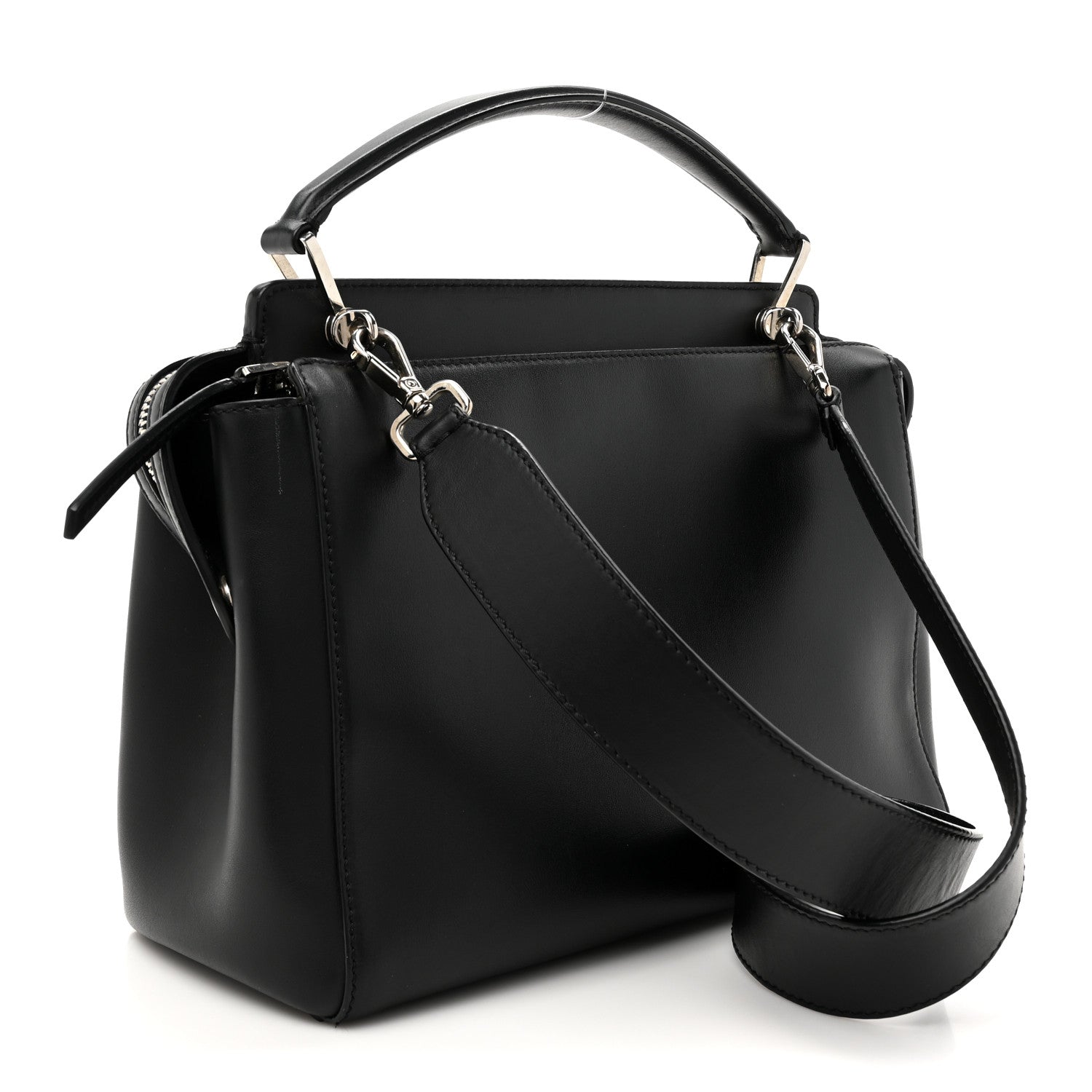 Fendi Vitello Baltico Dolce DotCom Satchel Black Blue Royal 3 of 16