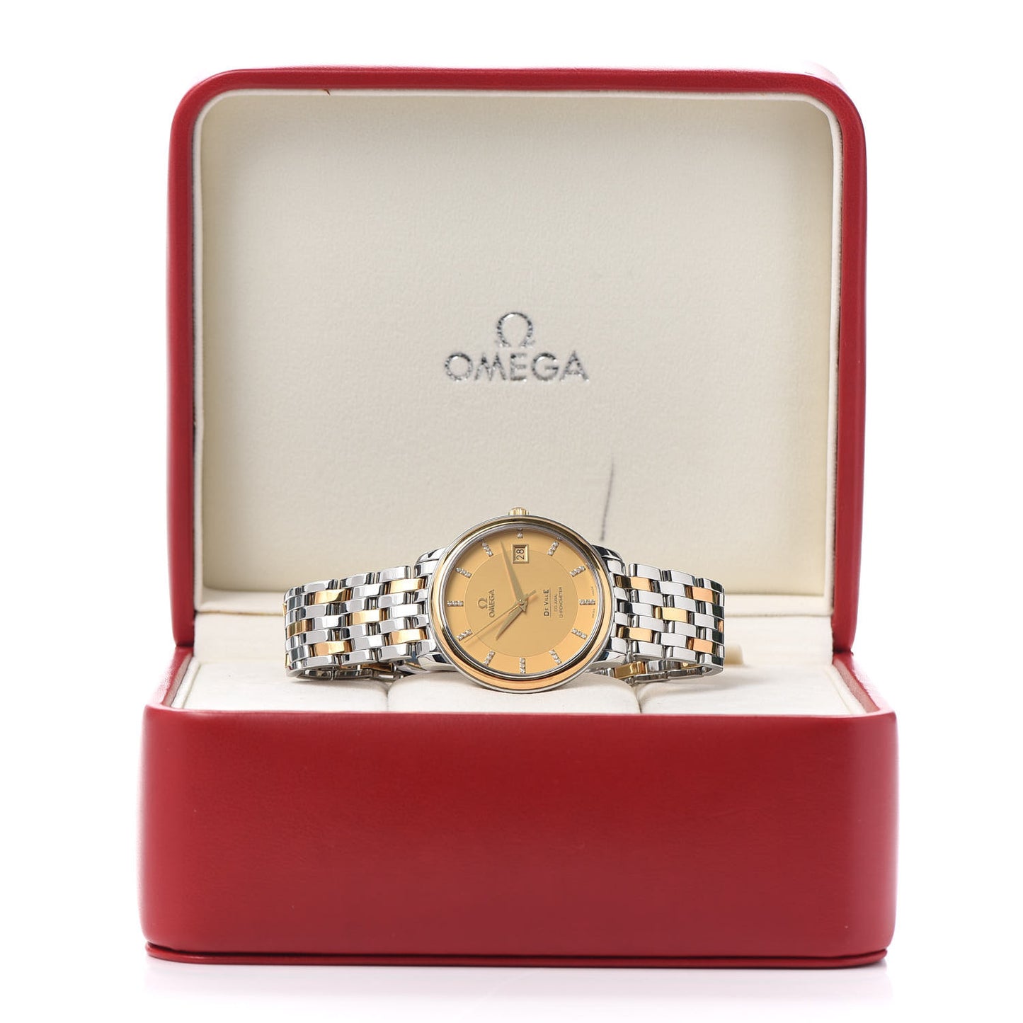 Stainless Steel 18K Yellow Gold Diamond 36mm De Ville Automatic Watch Champagne 4374.15.00