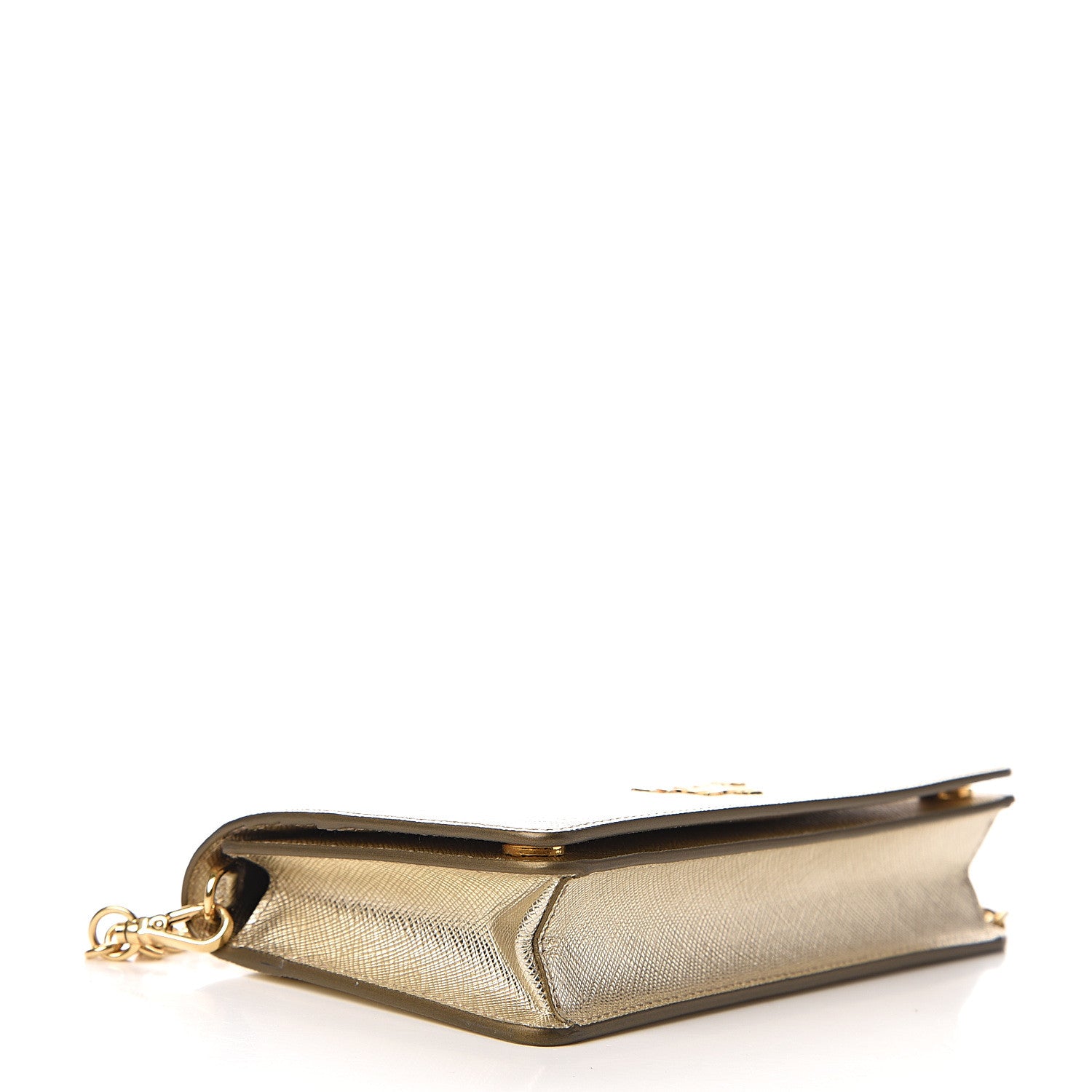 Prada Metallic Saffiano Metal Phone Wristlet Crossbody Wallet Platino 3 of 9