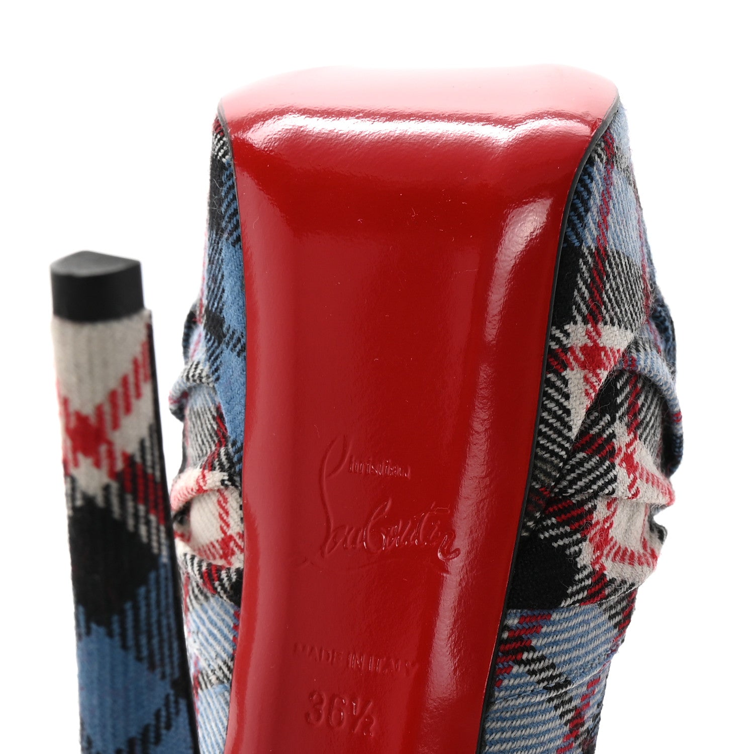 Christian Louboutin Tartan Jenny Slingback 150 Pumps 36.5 Blue 7 of 8