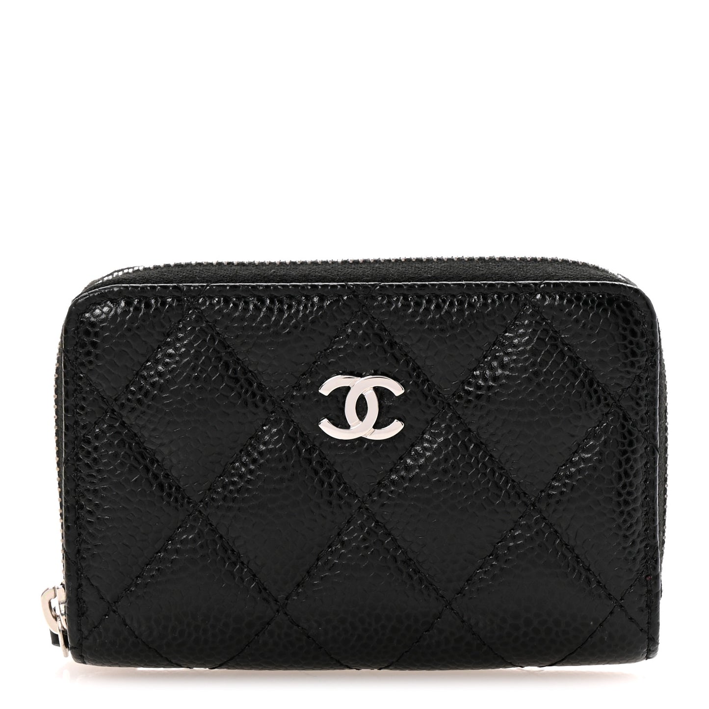 Caviar Quilted Zip Coin Purse Black