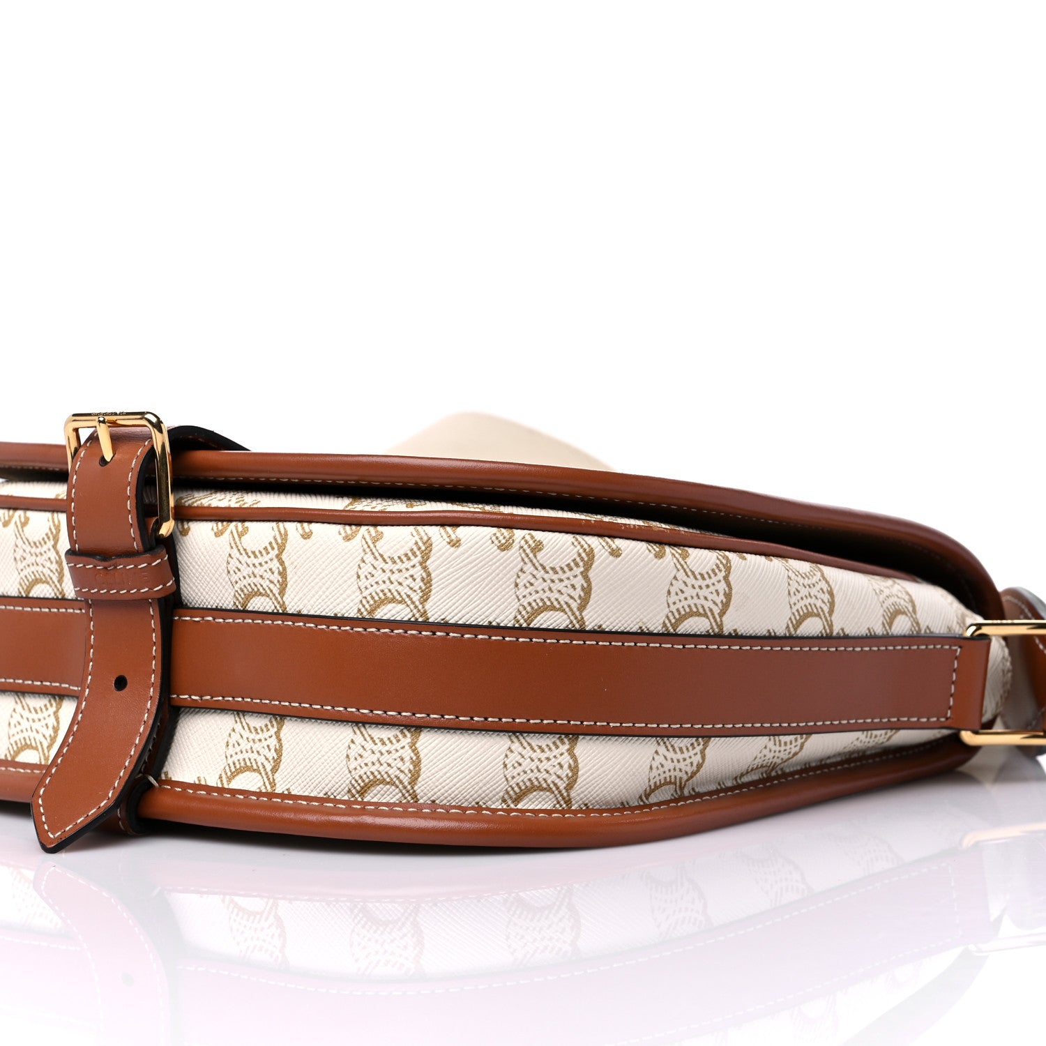 Celine Triomphe Canvas Large Strap Folco Bag White 8 of 13