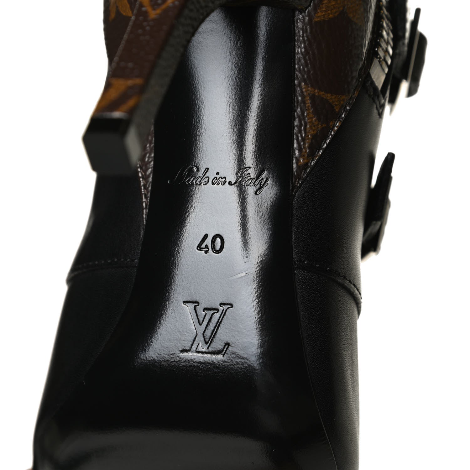 Louis Vuitton Calfskin Monogram Janet Ankle Boots 40 Black 8 of 10