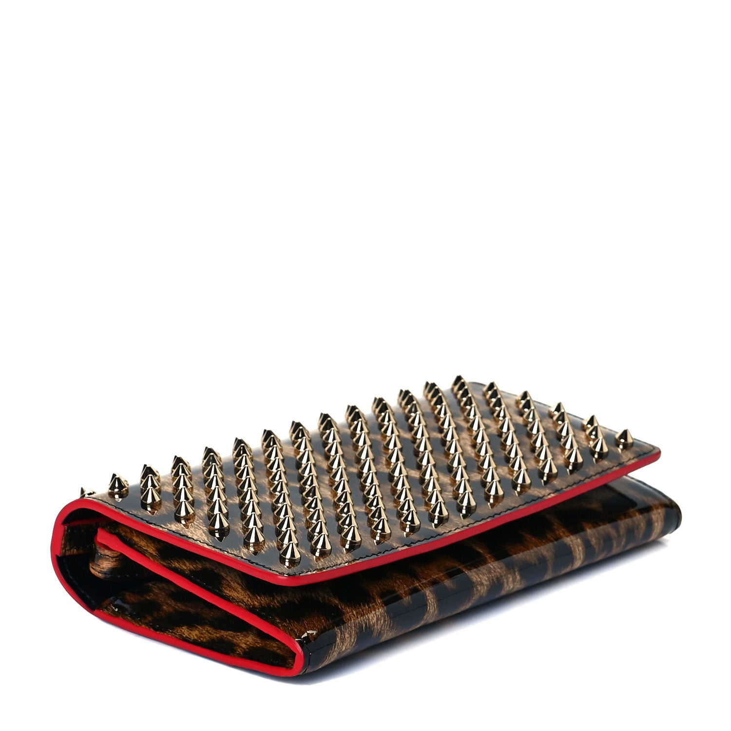 Christian Louboutin Patent Spiked Macaron Flap Wallet Leopard 4 of 9