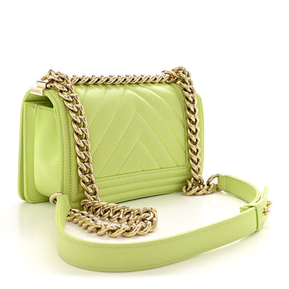 Chanel Calfskin Chevron Quilted Small Boy Flap Light Green 3 of 11